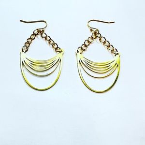 Brass gold trapeze chain earrings